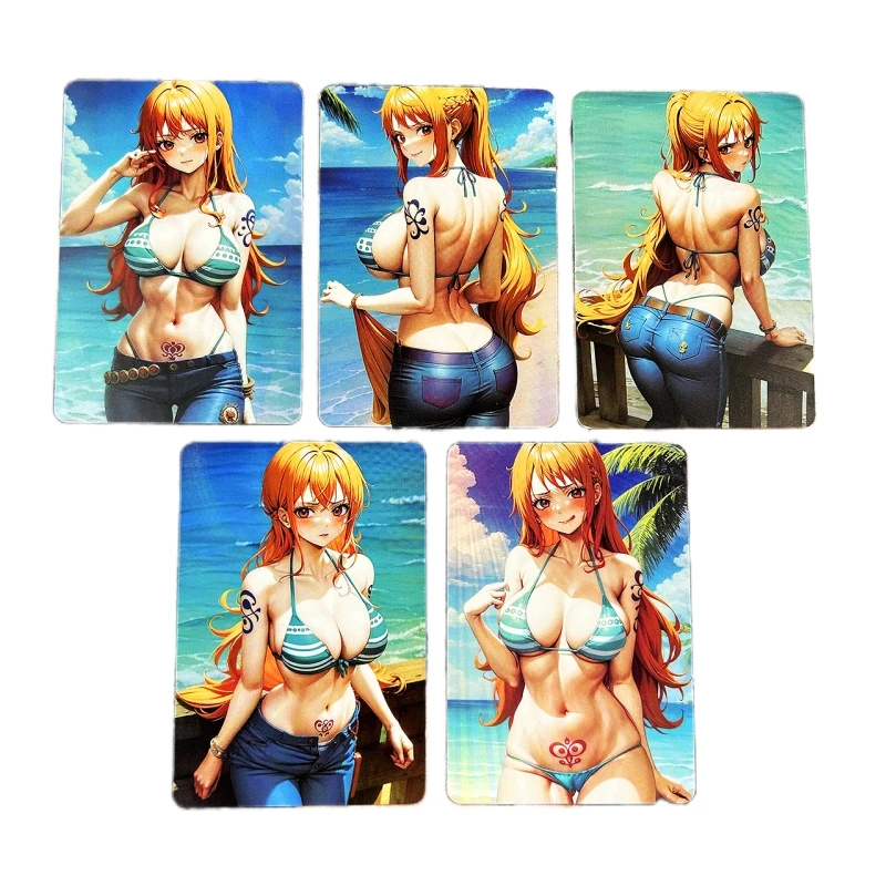 

5pcs/set ACG Sexy Girl ONE PIECE Animation Characters Swimsuit Bikini Nami Flash Card Classics Anime Collection Cards Toy Gift