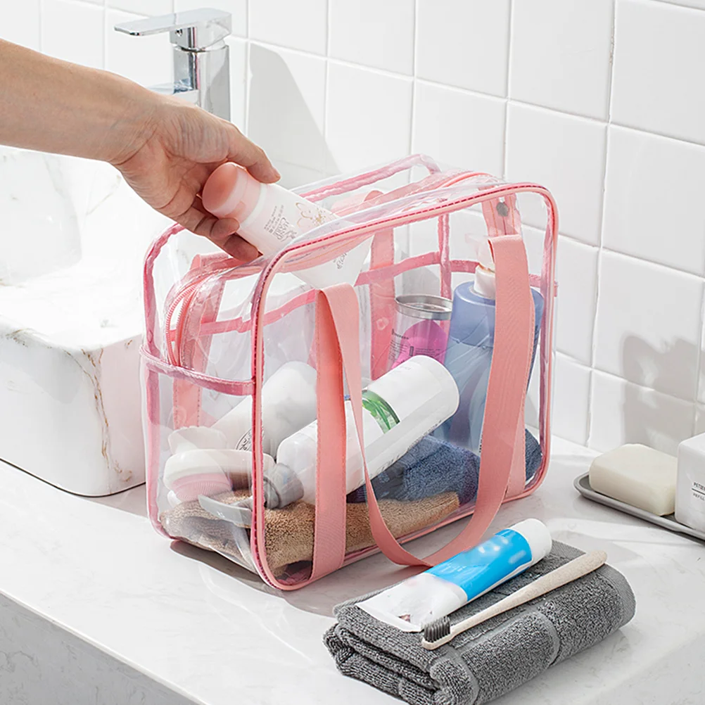 

Large Capacity Transparent Toiletry Bag Travel Make up Cosmetics High Vanity Organizer Makeup