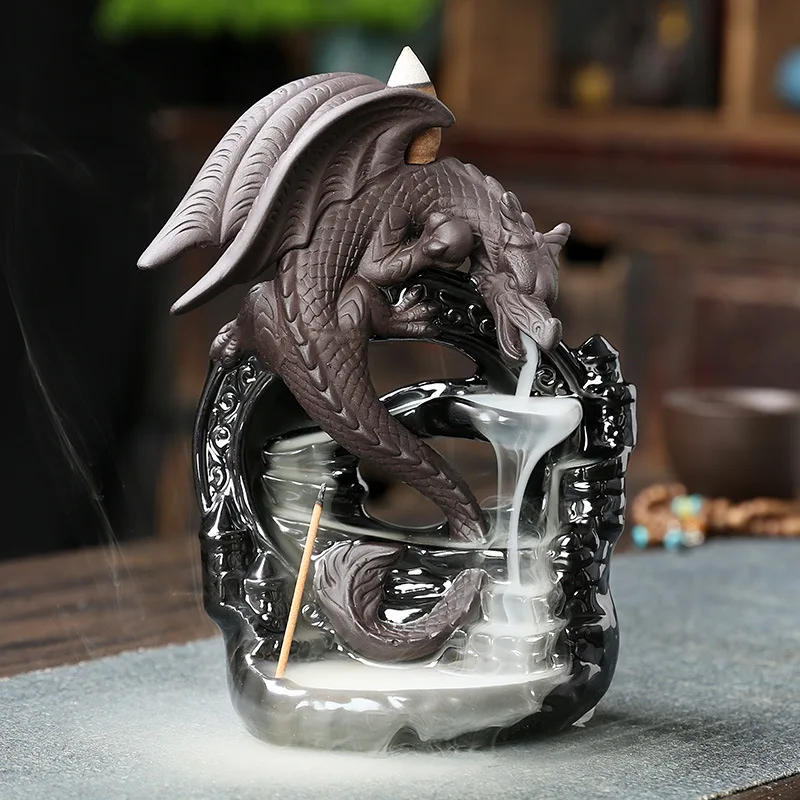 Creative Dragon Waterfall Backflow Incense Burner Pterosaur Home Decor