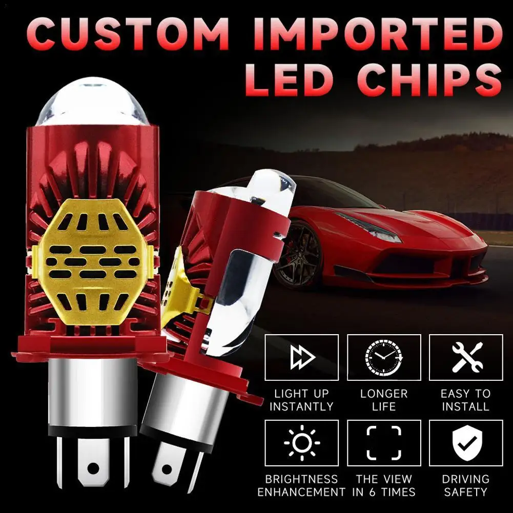 

2pcs H4 LED Projector Lens Car Headlight Bubs Kit Motorcycle 100W 30000LM High Low Beam Mini Turbo Moto Lamp 12V 24V