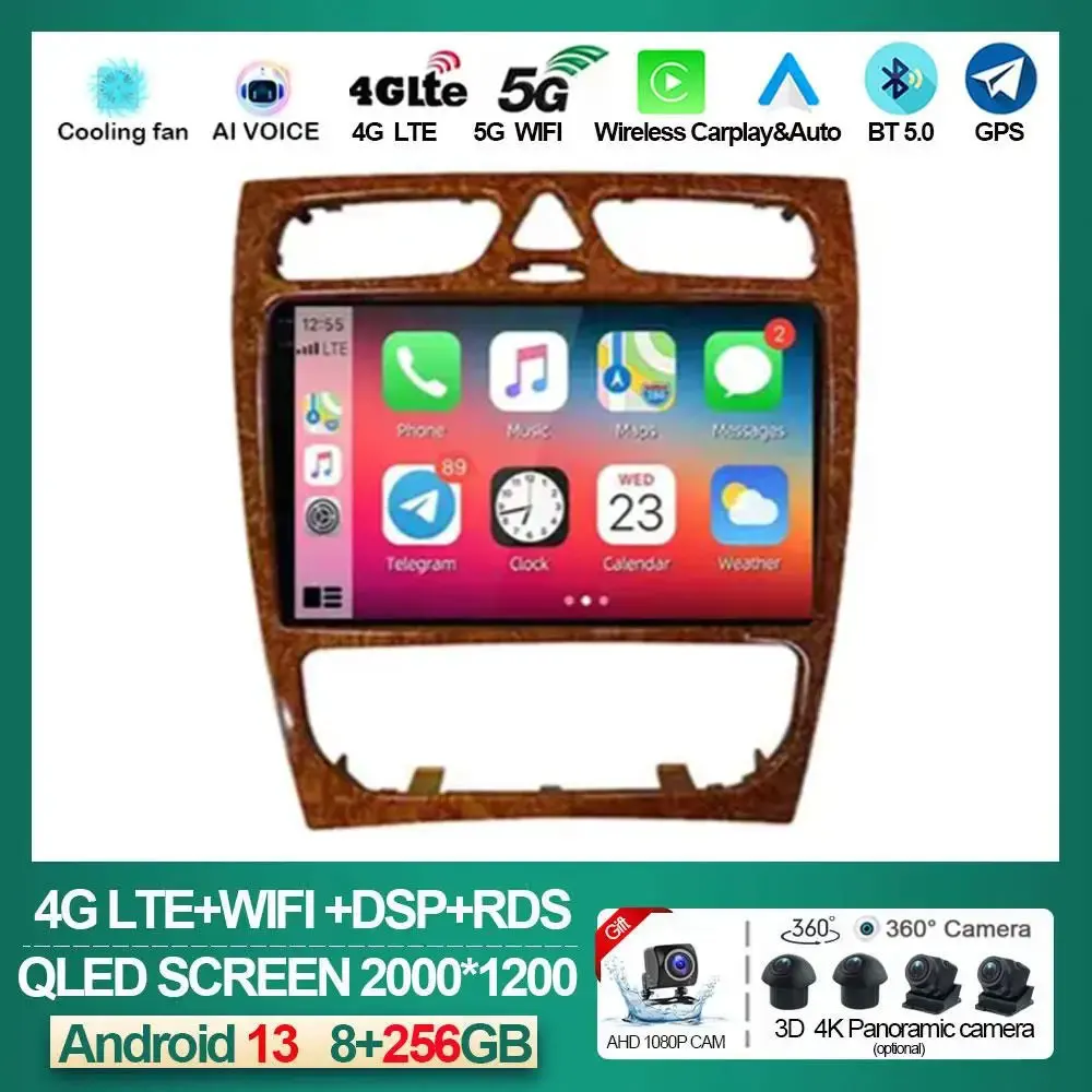 

9 Inch Android 13 Navigation Radio For Mercedes Benz C Class W203 C200 C320 C350 CLK W209 2002 - 2005 Multimedia Video Player
