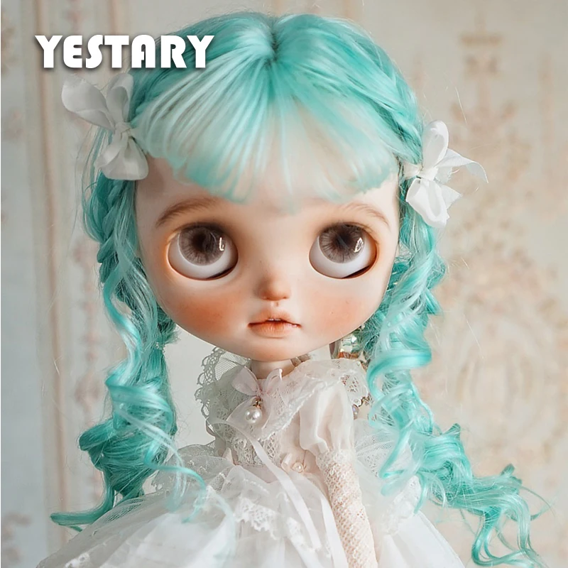 

YESTARY BJD Doll Accessories Mohair Wigs For Blythe DianDian Qbaby Colour Russian Mohair Double Ponytail Wig For BJD Girl Gifts