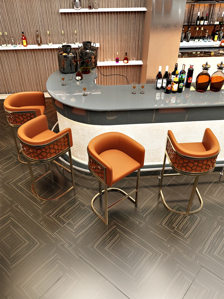 

Nordic luxury back bar chair Household high stool Modern simple commercial bar chair Front desk chair