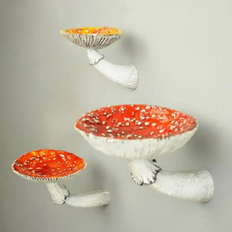 

Mushroom Hanging Shelf Wall Mounted Storage Home Decor Ornaments Keys Holder Resin Wall Floating Shelf Mushroom Unique Decor