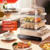 2024 New Home Electric Steaming Pot Stew Steaming Multi functional Steaming Box Cage Three layer Small Breakfast Machine 2