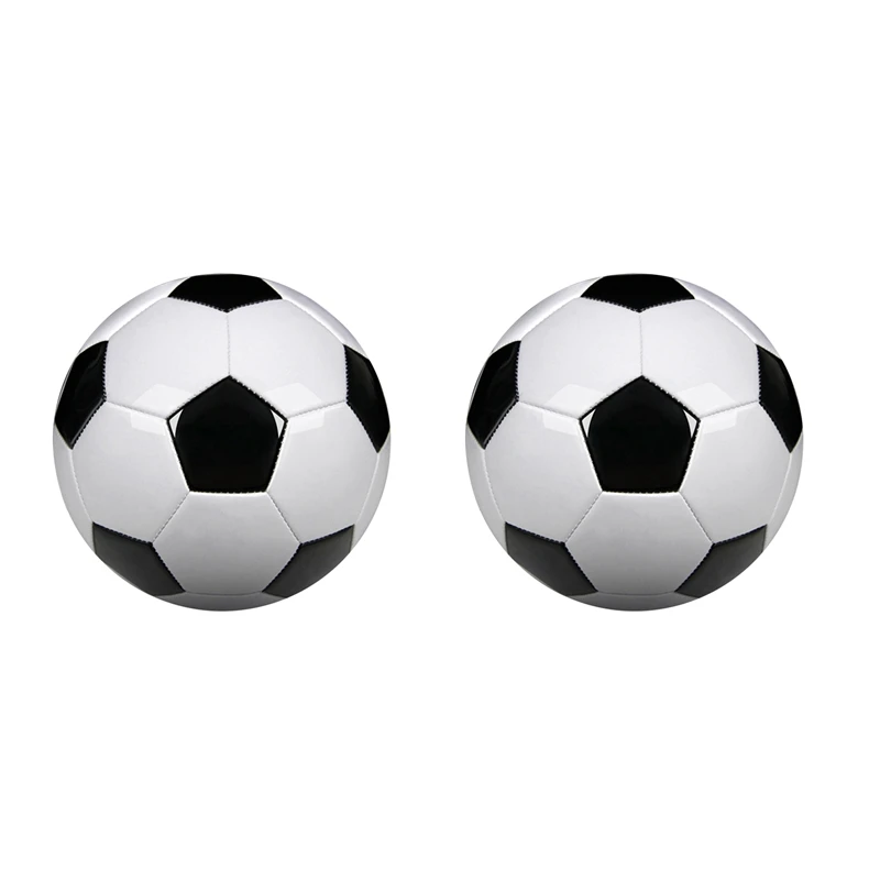 

2X Size 5 Professional Training Soccer Balls PU Leather Black White Football Soccer Balls Goal Team Atch Training Balls