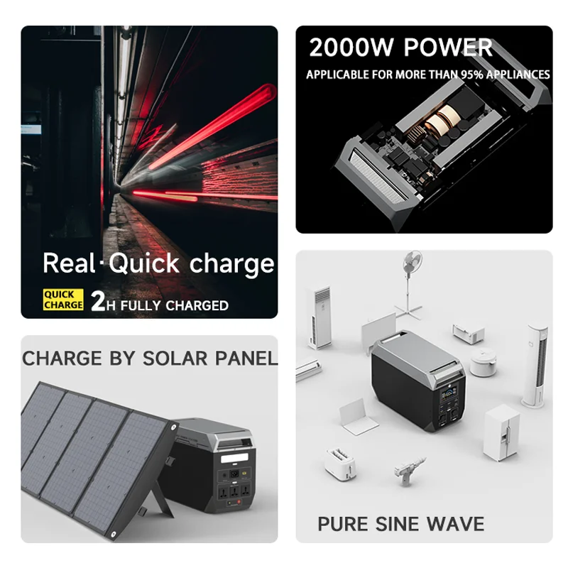 640000mAh 2000Wh 2000W LiFePO4 Battery 1200W/1000W Portable Power Station Genera