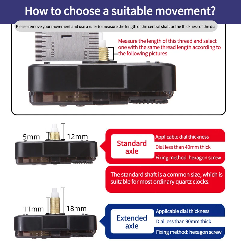 Description Picture 6 of item1~8PCS Quartz Silent Wall Clock Mechanism Central Movement Kit For Machinery Watch Table Sweep Timepiece Clockwork