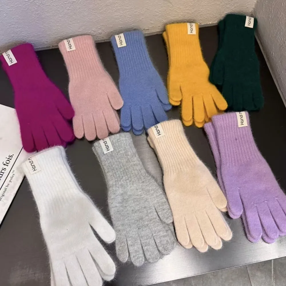 Full Finger Women Winter Warm Gloves Elasticity Protection From Cold Warm Riding Gloves Candy Colors Windproof