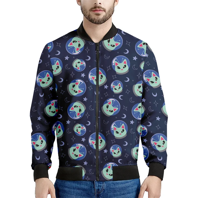 thumbnail image 1 of Chaqueta con cremallera y estampado 3D de astronauta espacial para hombre, chaqueta informal de calle, sudadera con cremallera y manga larga, 1 of 5