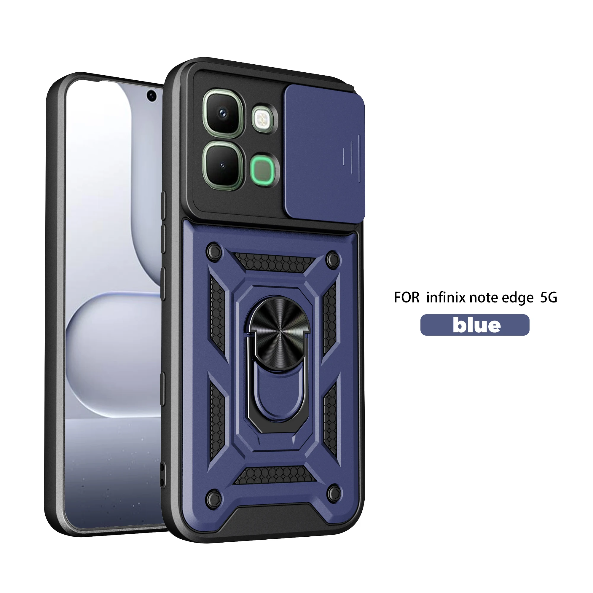 Magnetic Ring Holder Armor Phone Case with Slide Camera Protection