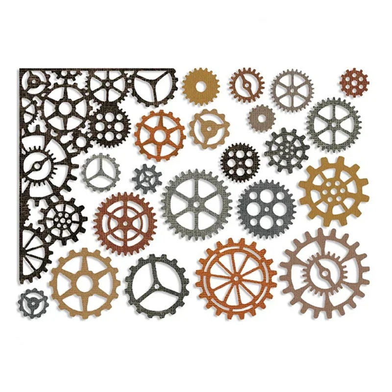 2023 New Gear Circle Metal Cutting Dies And Background Die Paper Cut Scrapbooking Per Crafts Card Making No Timbri Sets
