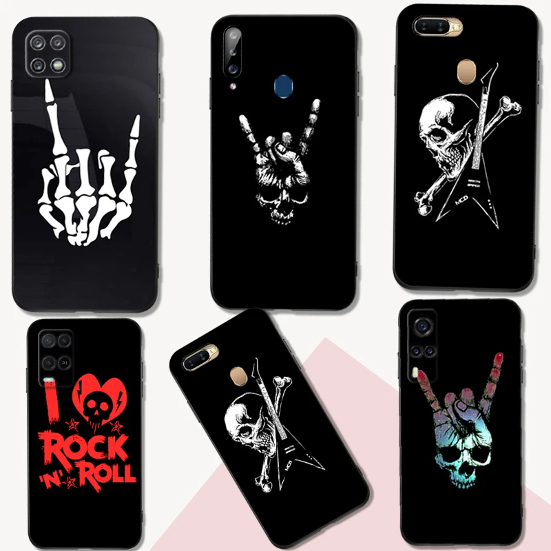 Custodia In Tpu Nero Per Oppo Reno 6 5 3 4 4Z 4F Se 5F 5Z Pro Plus Lite 6 6Z 4G 5G Rock Roll Skull