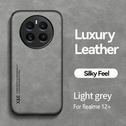 Magnetic Luxury Leather Phone Case with Metal Plate and Car Holder Support - Realme 11 (Light Grey)