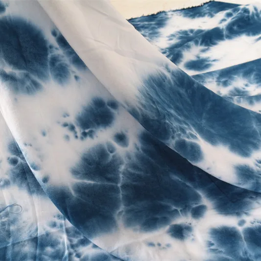 

Handmade Tie-Dyed Cotton Fabric Blue Dyed Pillow Curtain Quilt Cover Clothing Background Decoration Sewing Fabric by the Meter