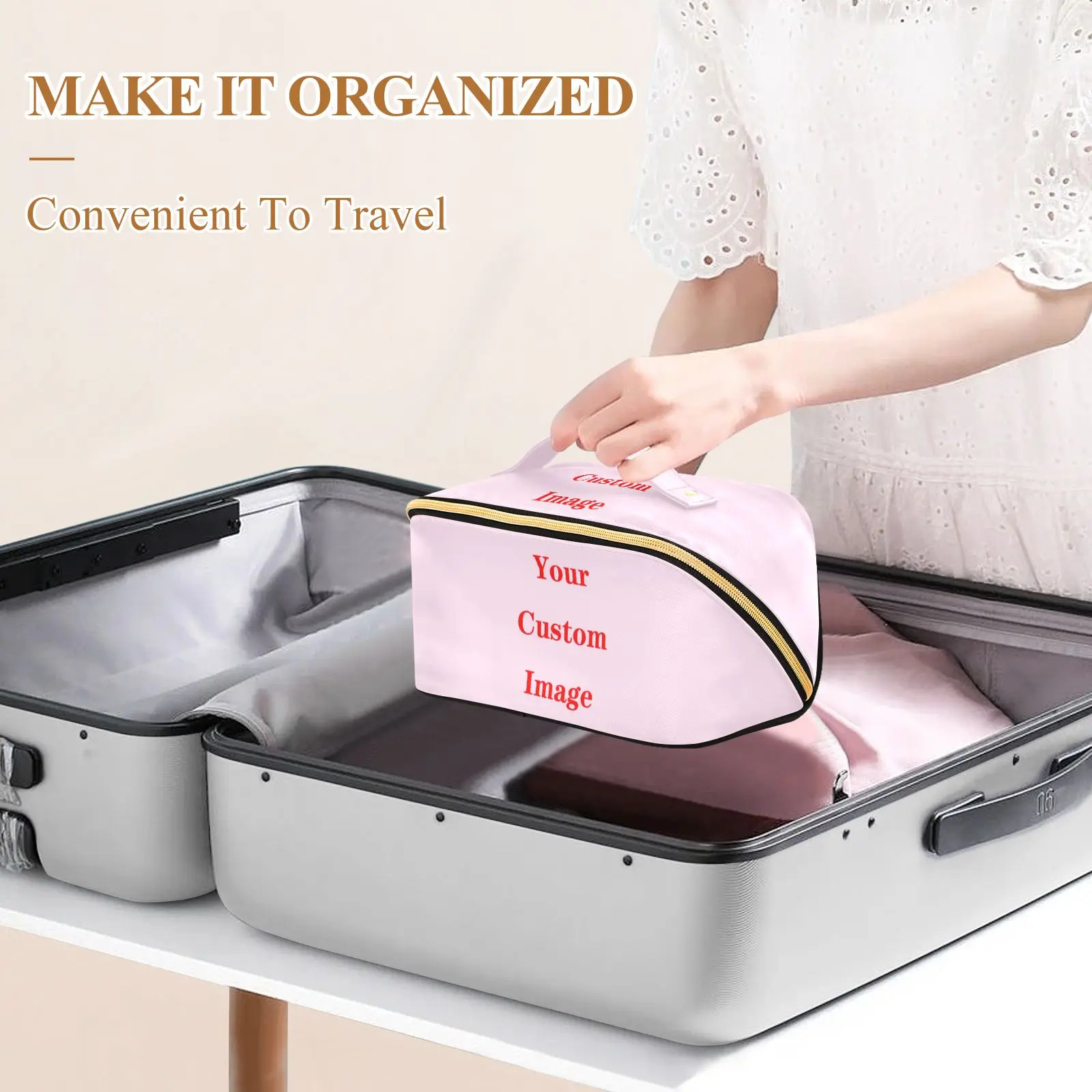 New Toiletry Bag Rhombus Cosmetic Bag Organizer Women Travel Make Up Customized Pattern Big Capacity Cosmetics Suitcases Makeup 6