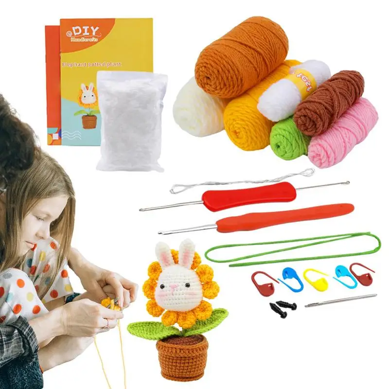 

Beginner Crochet Set Portable Wool Sewing Crochet Kits Reusbale Handmade DIY Crochet Hooks Set For Home Kids Accessories