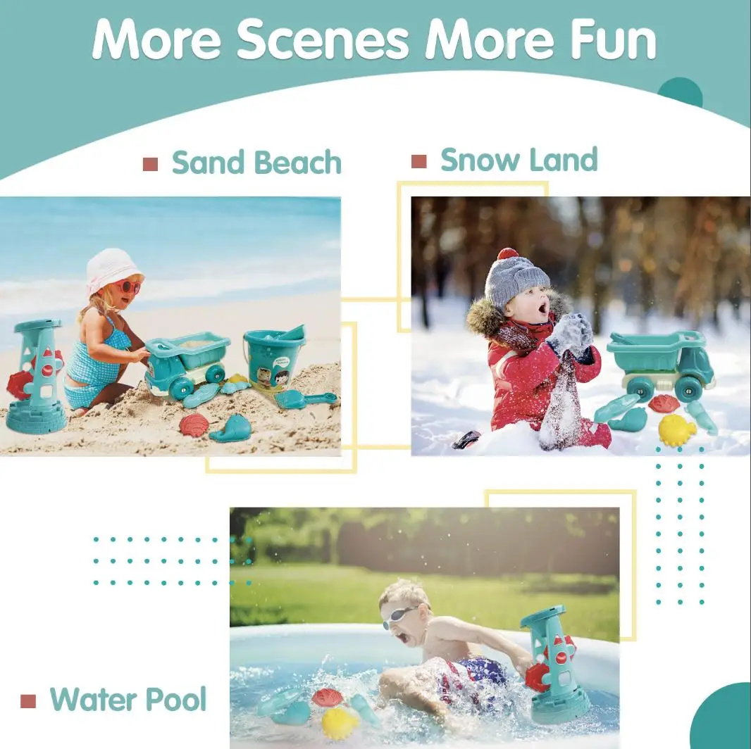 Beach Toys, Outdoor Play 12 Piece Sand Toys Set Kids Sand boxTalgic Toys Includes Water Wheel Beach Tool Kit 5