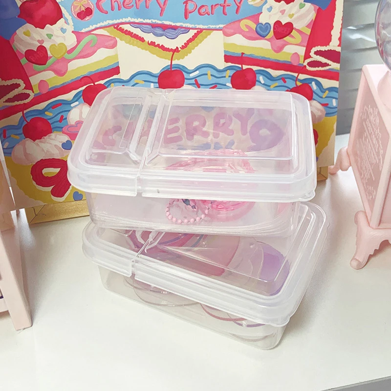 INS Transparent Plastic Storage Box 3 inch Photocards Small Card Storage Box Desk Organizer Box Classification Box Stationery 3