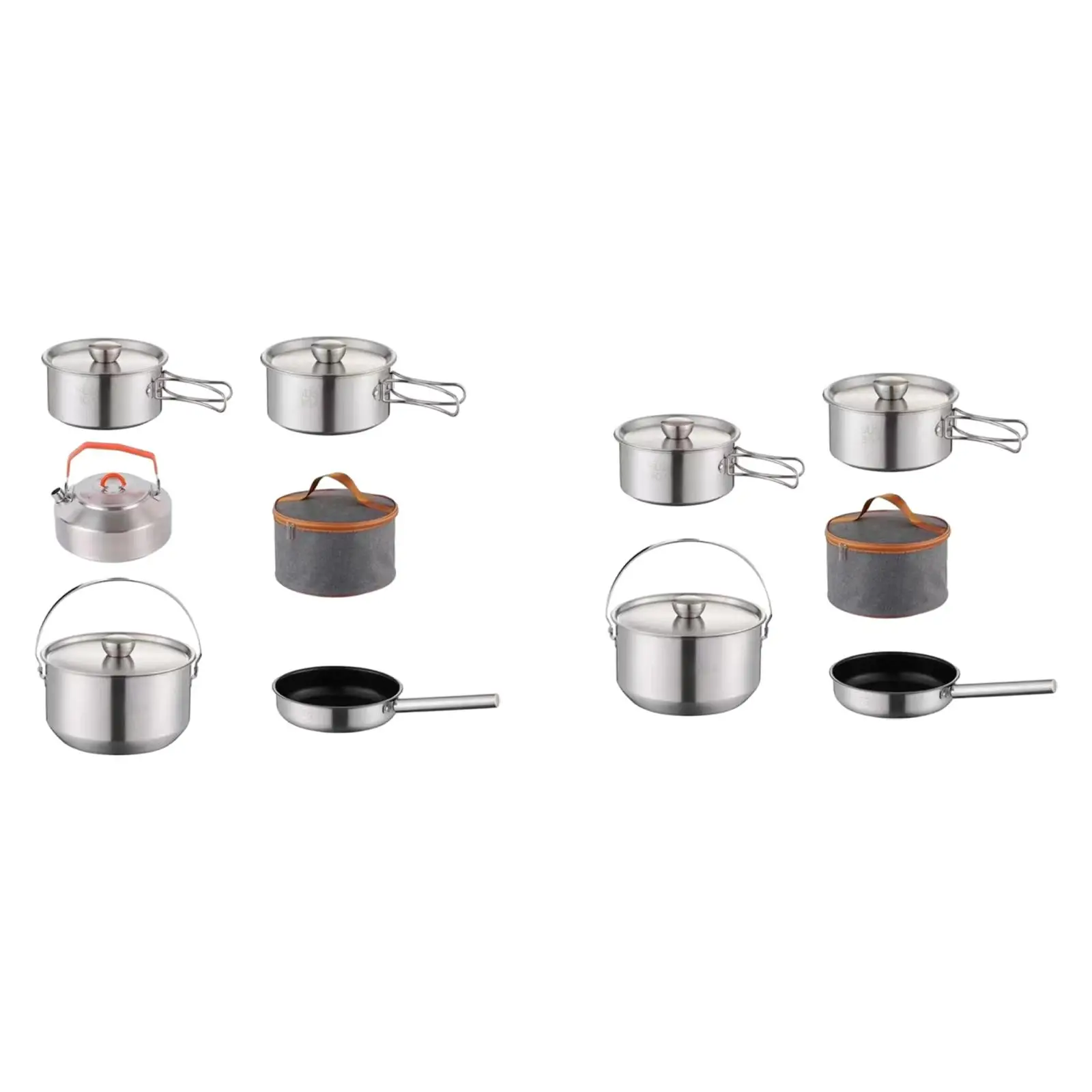 

Camping Cookware Kit Outdoor Pot Stainless Steel Lightweight Cooking Set Cookset for Dinner Kitchen Travel Family Backpacking