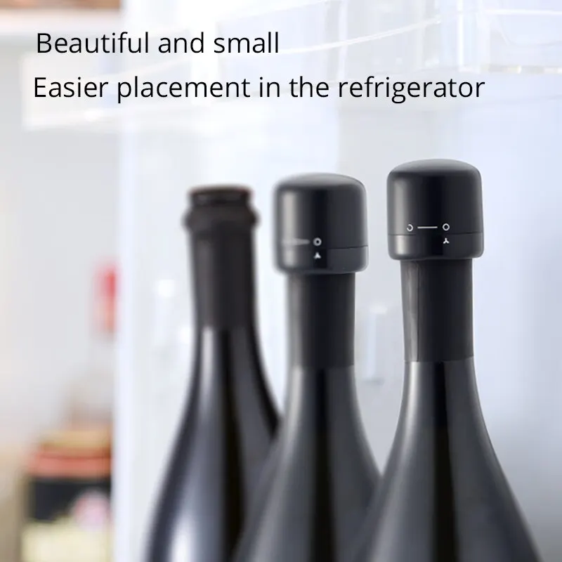 Black Vacuum Red Wine Bottle Cap Stopper Silicone Sealed Vacuum Retain Freshness Wine Plug Bar Kitchen Tools Bottle Stopper 2pcs