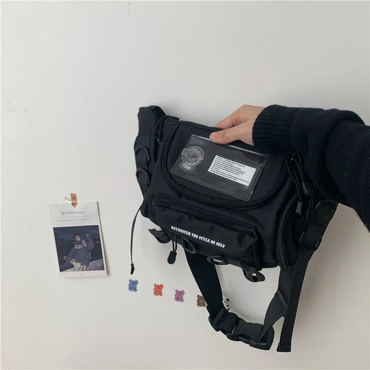 Harajuku techwear sling saco de lona gótico