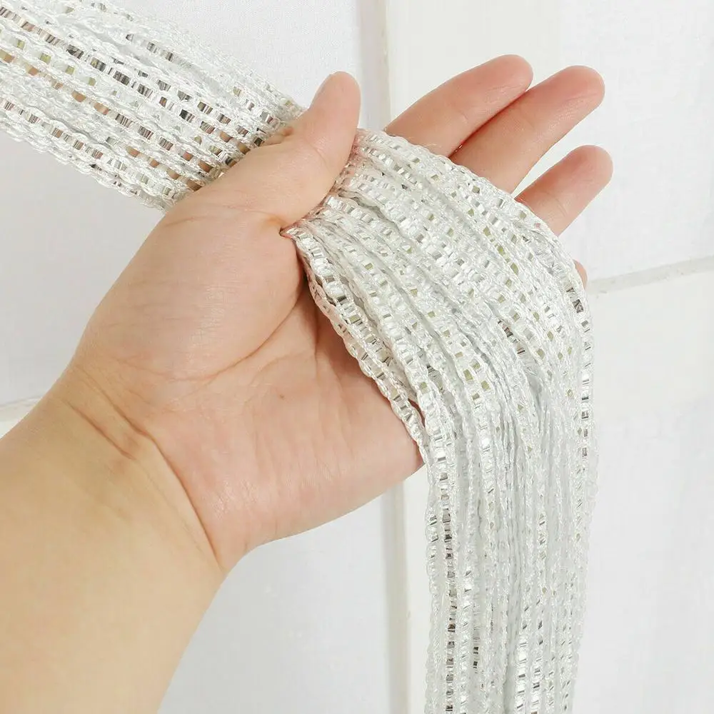 Description Picture 5 of itemTassel Glitter Door String Curtain Silver Ribbon Shiny Tassel Flash Line Curtain Valance For Window Room Home Decoration