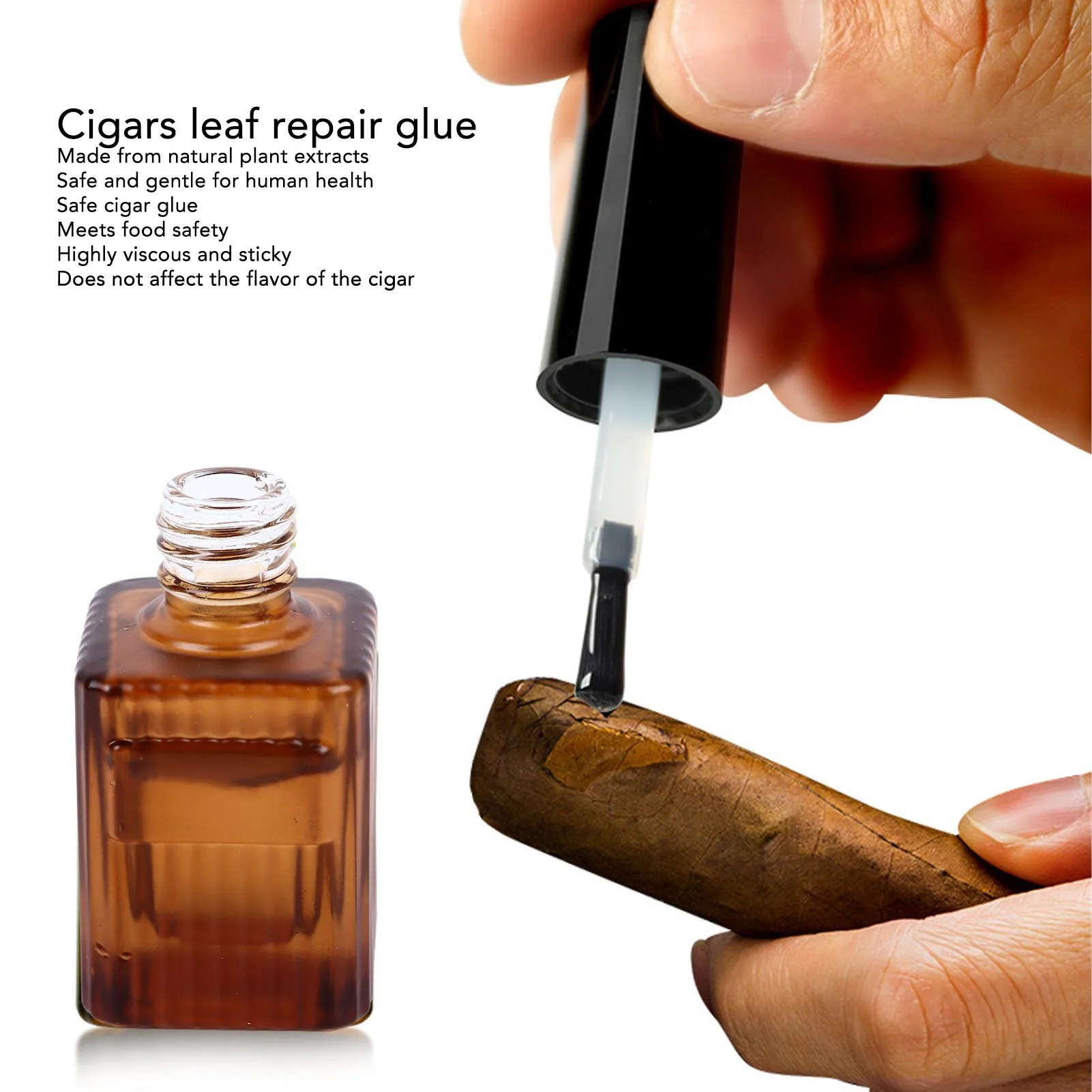 Cigars Leaf Repair Glue Cigar Repair Glue with Brush Tube Gentle High Viscosity Repairing 80 Cigars Pectin Cigar Glue for Office 2