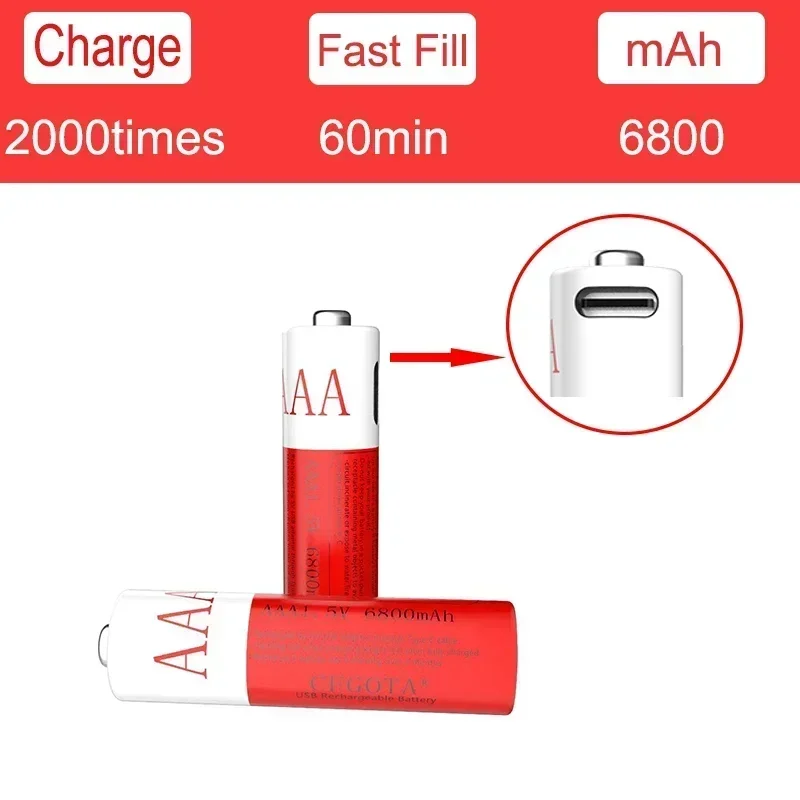 USB 1.5VAAA Rechargeable Batteries 6800mAh Li-ion Battery For Remote Control Mouse Electric Toy Battery aaa rechargeable battery 5