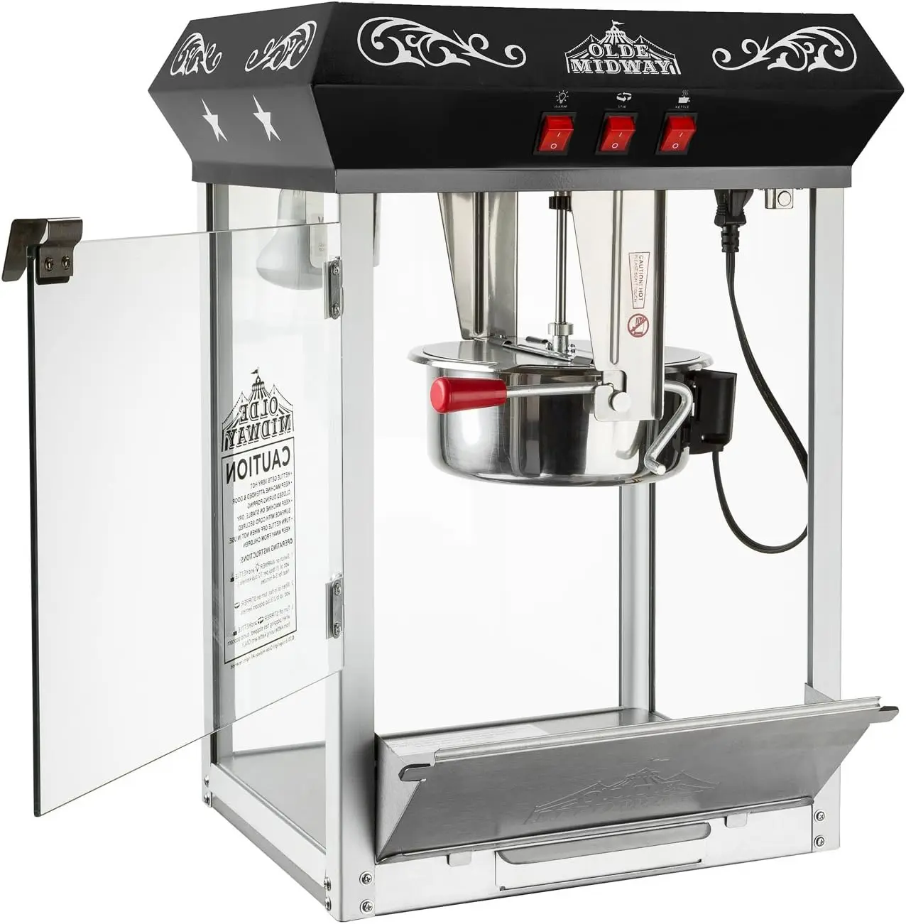 Midway Bar Style Popcorn Machine Maker Popper with 10-Ounce Kettle-Black