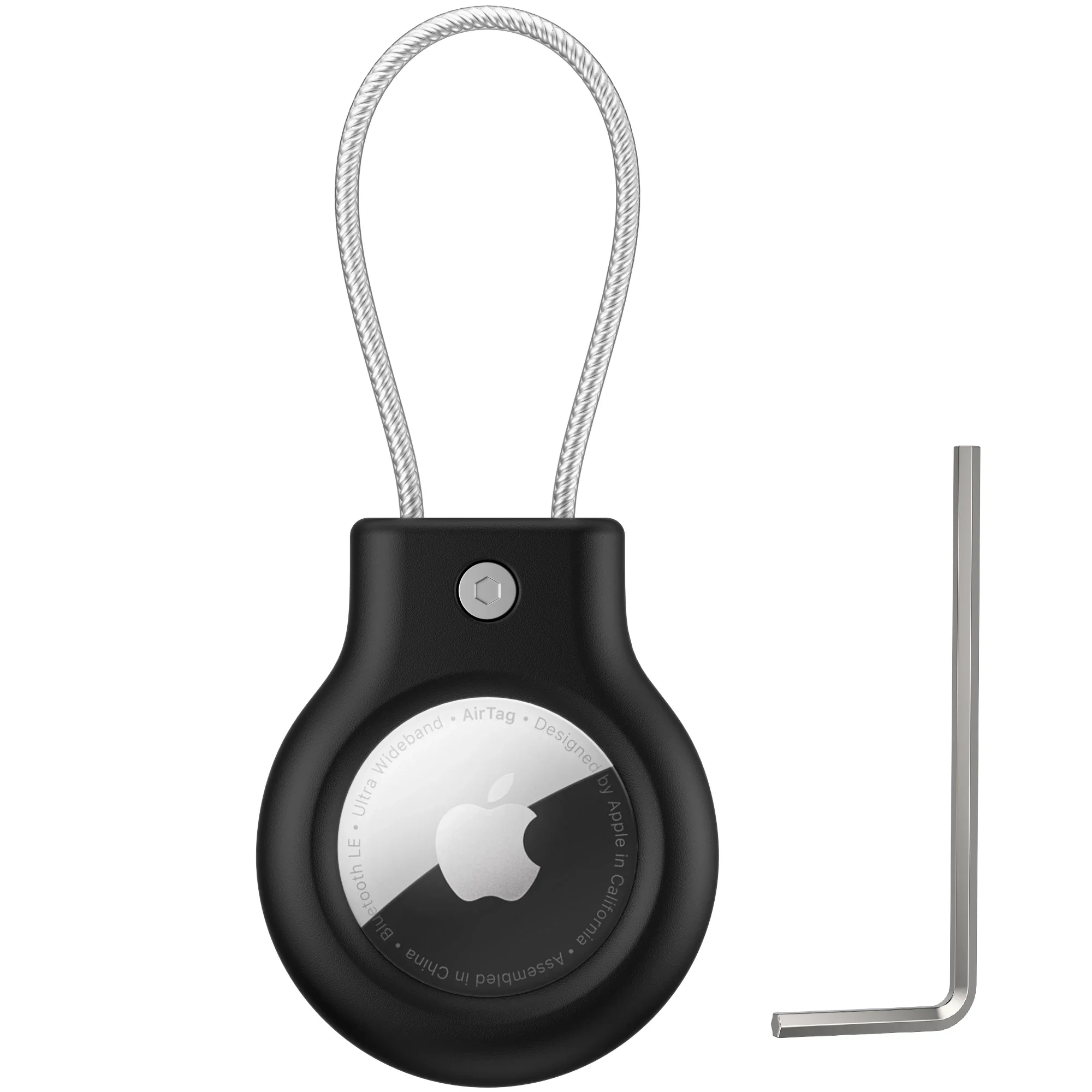 Premium 360° Protective AirTag Cover with Metal Keychain and Hex Wrench Kit