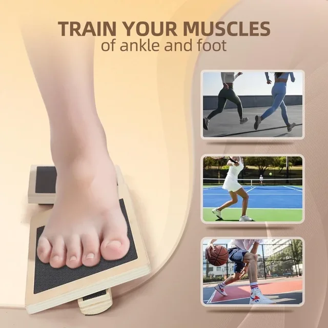 Single Foot Balance Board Ankle Strengthener Exerciser Sprained Non-slip Wood Wobble Board Physical Therapy Posture Corrector 2