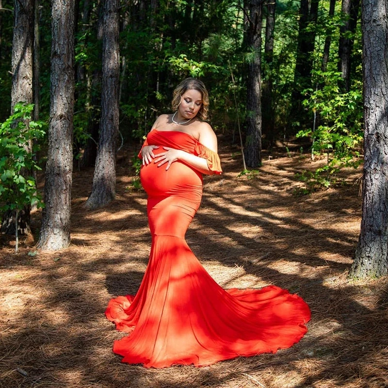 Shoulderless cotton Maternity Dresses For Photo Shoot Sexy Cross V-neck Pregnancy Dress For Pregnant Women Clothes Pregnancy Dr