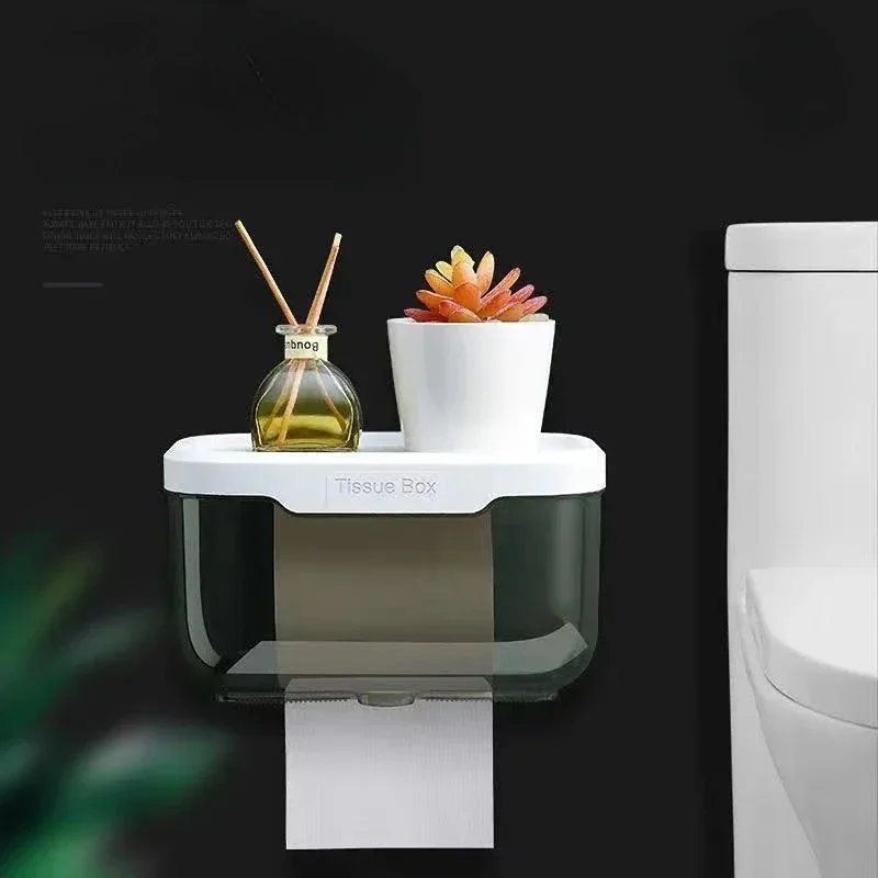 Bathroom Toilet Paper Holder Rack Paper Towel Waterproof Punch-free Storage Box Toilet Storage Kitchen Accessories