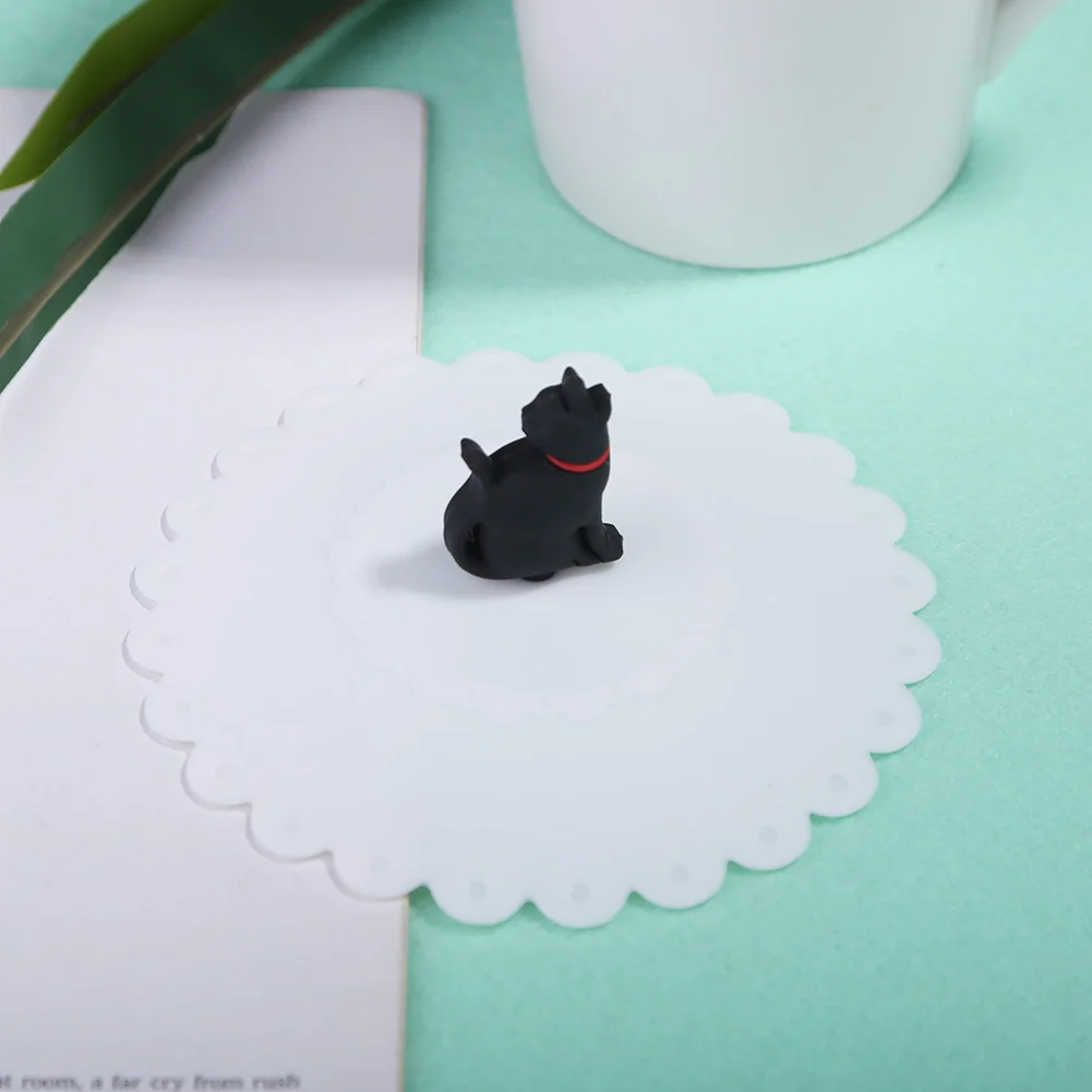 Cute Cat Food Grade Silicone Cup Lid Leakproof Cup Cover Reusable Drink Cover Anti-dust for Coffee Tea Drinking Cup