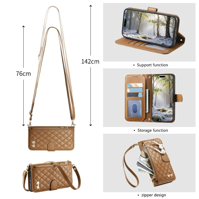 Crossbody Flip Wallet Case with Card Slots and Strap - Versatile Stand Phone Cover