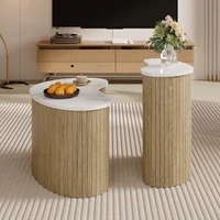 Table basse minimaliste moderne, table d'appoint en bois de maçonnerie en marbre de style scandinave, table de salon multifonctionnelle 6