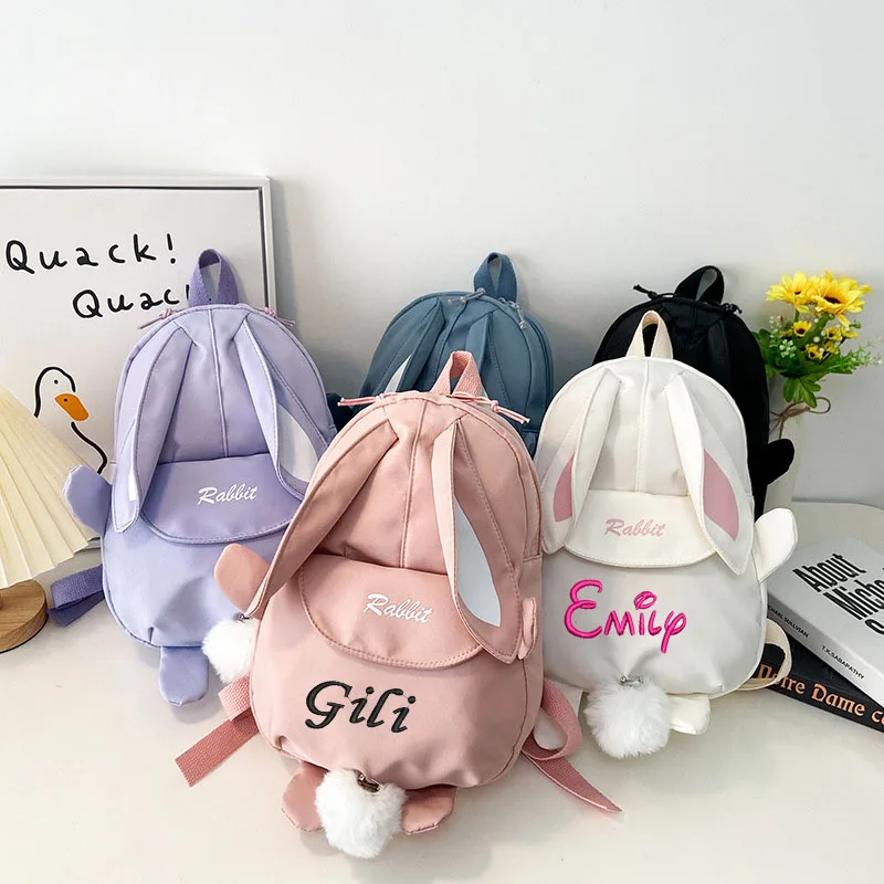 

Personalized Bunny Bag,Monogrammed Baby Backpacks, Easter Bags,Embroidered Bunny Backpack with Name Boy or Girl School Bag