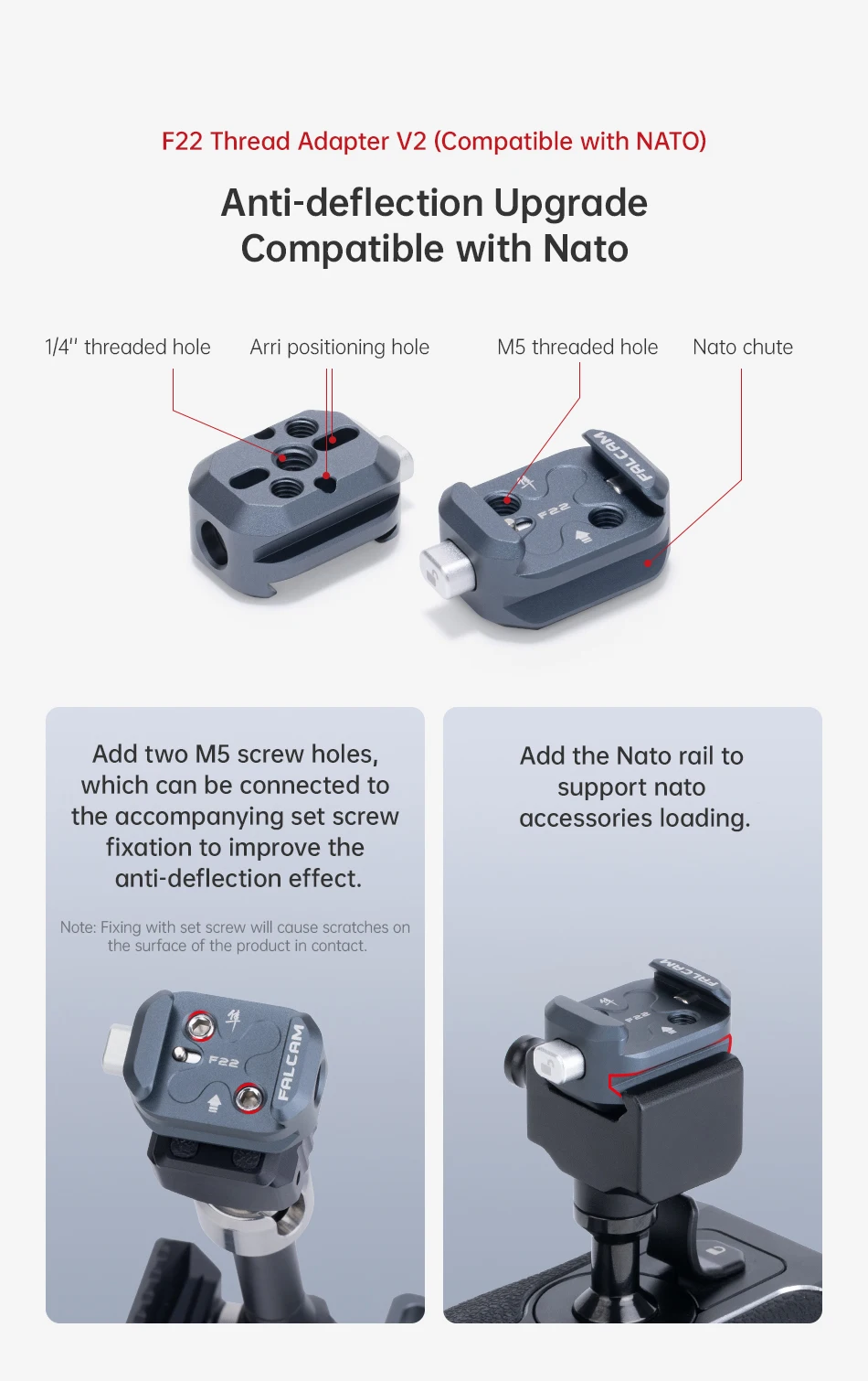 FALCAM F22 Quick Release System with 1/4 Screw to F22 Base Mount NATO Mount DSLR
