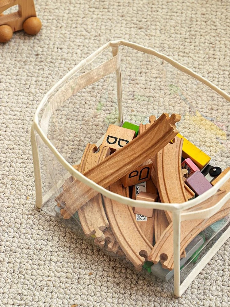 Storage Basket Children's Toy Transparent Storage Bucket Large Capacity Household Portable Folding Book Storage Box