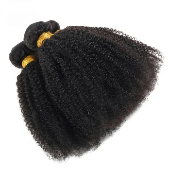 100g/PC Mongolian Afro Kinky Curly Human Hair Bundles 1/3PC Set Double Weft Hair Extensions Natural Color Full End Virgin Hair 1