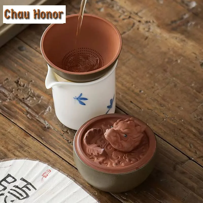 Creative Dargon Egg Tea Infusor Tea Brewing Strainer Set Tea Strainer Holder Household Tea Maker Tea Filter Tea Pets Ornaments