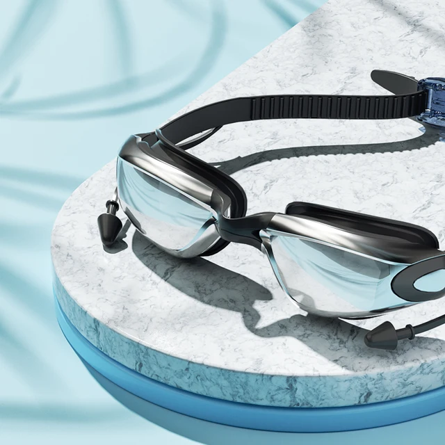 Swimming goggles are waterproof, anti fog, high-definition, with swim cap, nose clip, earplugs, Men Women 2