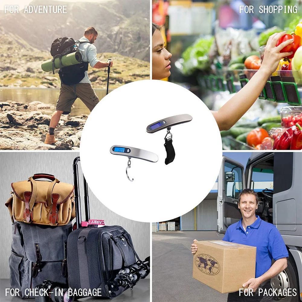 50kg Digital Luggage Scale Portable Electronic LCD Scale Weight Balance Suitcase Travel Bag Hanging Steelyard Hook Scales portable scale digital scale luggage scale luggage weight scale weighing tools hanging scale