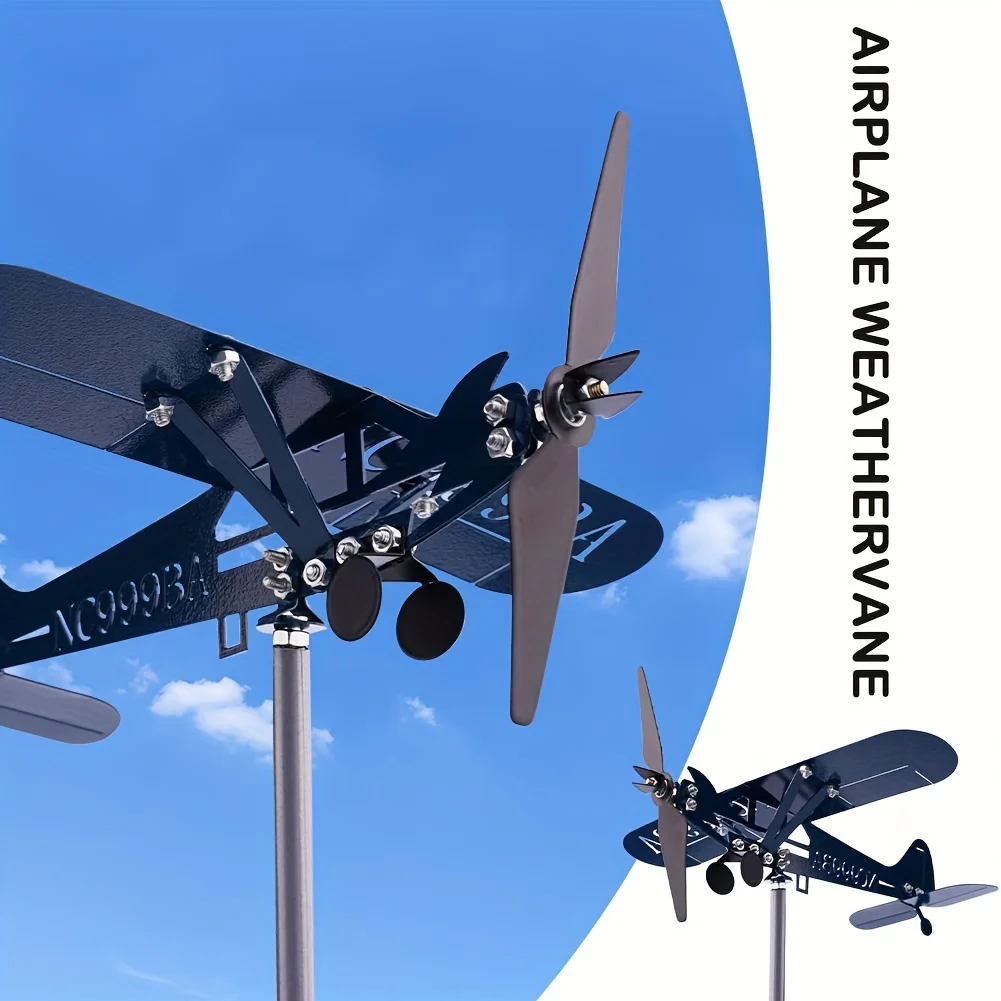 Metal Airplane Weathervane 3D Piper J3 Cub Wind Spinner Windmill Garden Decor Home Outdoor Roof Plane Indicator P1C8