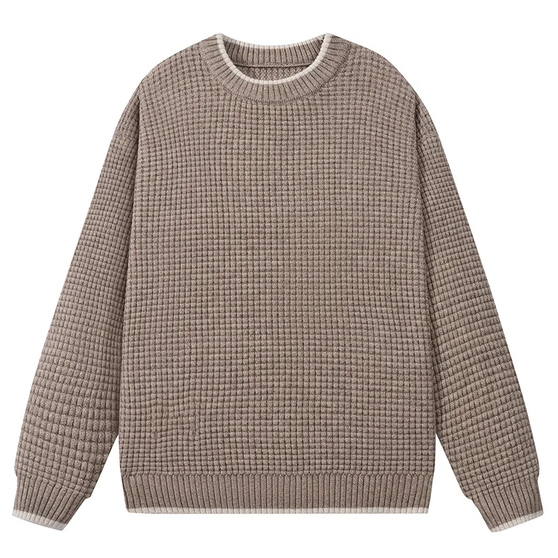 Men's Autumn Winter Solid Round Neck Pullover Lantern Long Sleeve Sweater Knitted Casual Sports Hoodies Fashion Vintage Tops