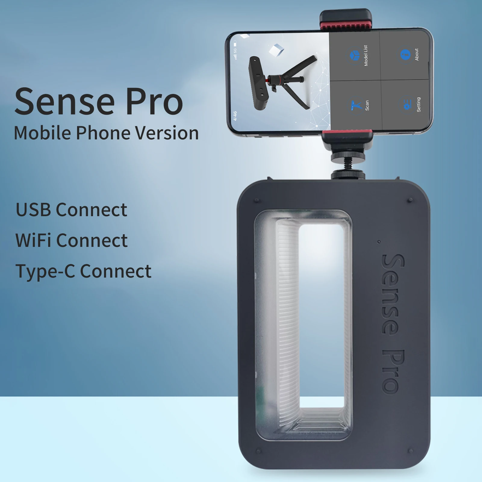 Sense Pro 휴대용 모바일 3D 모델링 스캐너, 고정밀 정확도, 0.3mm 지지대 OBJ, STL, PLY 출력