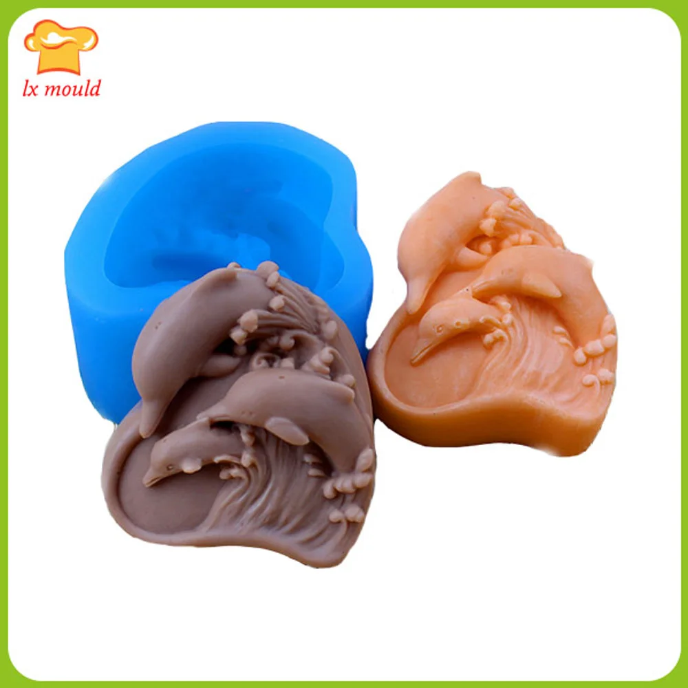 

3 Dolphin Silicone Mould Wave Design DIY Handmade Soap Mold