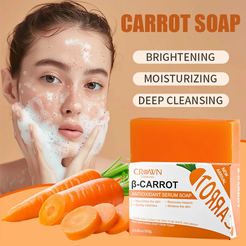 Body Whitening Soap: Carrot Whitening Anti Oxidant Soap With Vitamin C Boost Collagen Skin Brightening and Glowing Whitening Soap For Body & Face