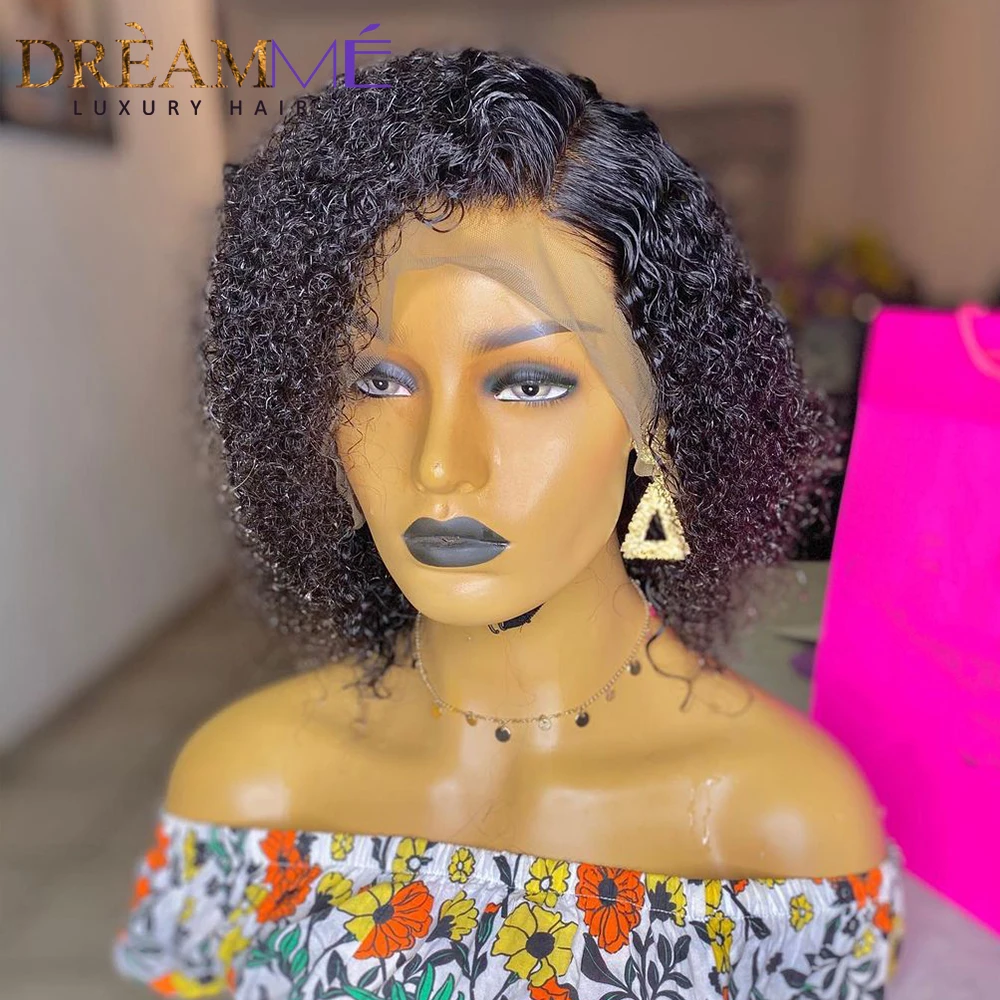 Honey Blonde Colored Short Curly Bob 13X4 Lace Front Human Hair Wigs Brazilian kinky curly Lace Closure Frontal wig For Women